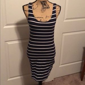 Navy and White scoop neck bodycon dress